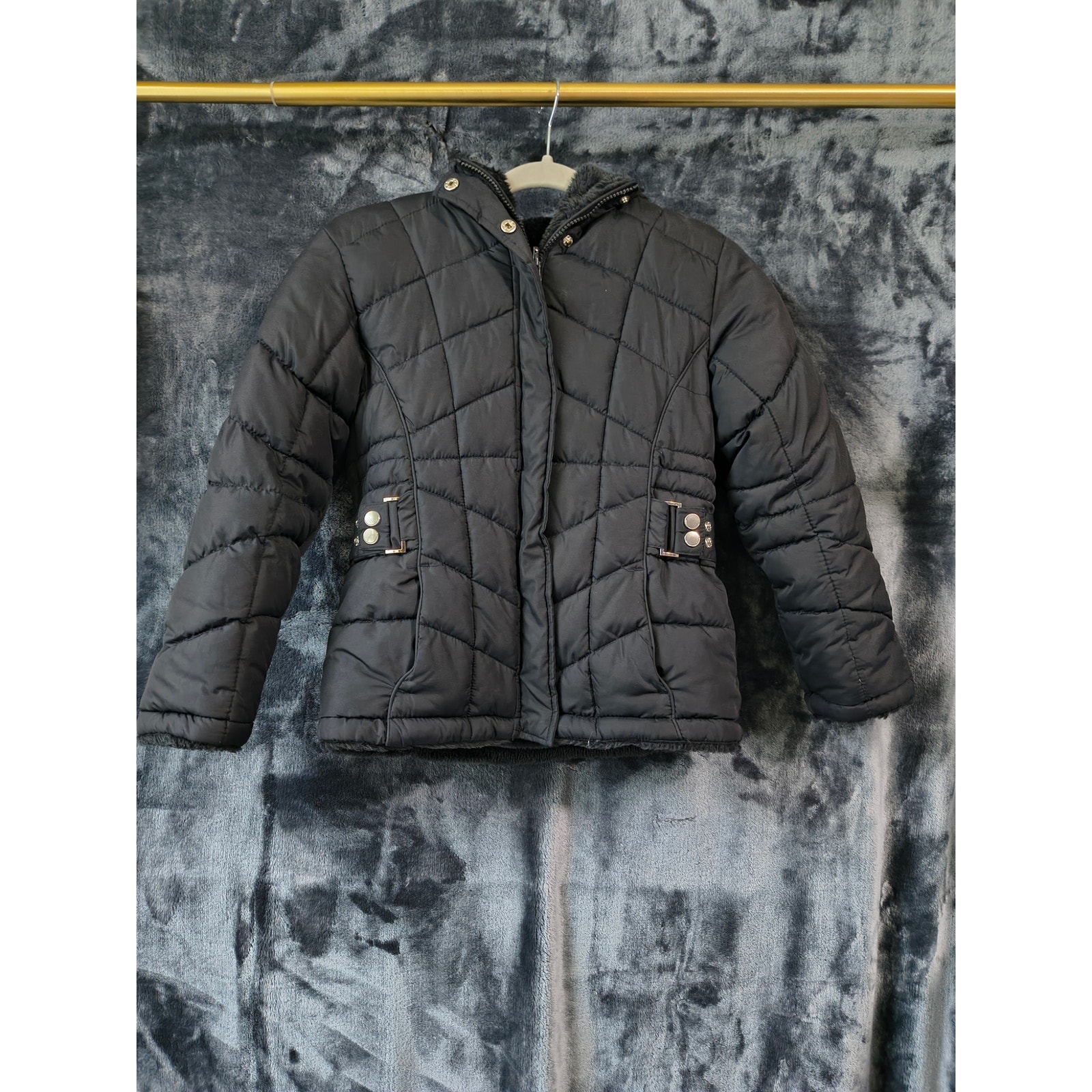 Big Chill Black Reversible Puffer Hoodie Jacket - Medium
